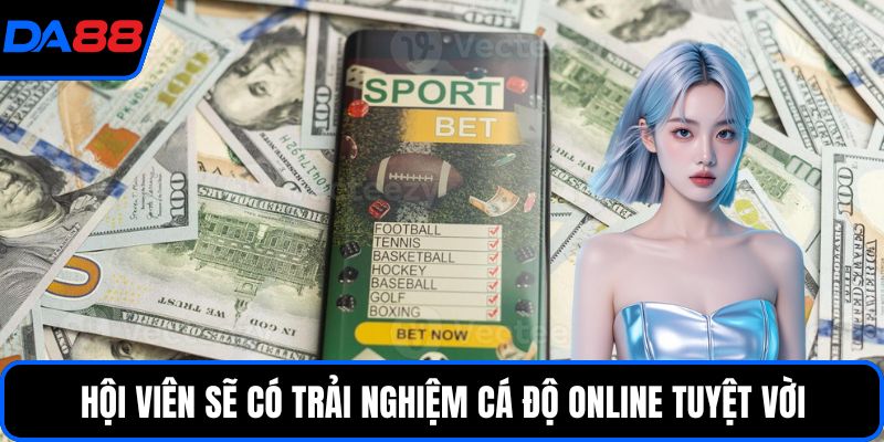 Hội viên sẽ có những trải nghiệm cá độ online tuyệt vời
